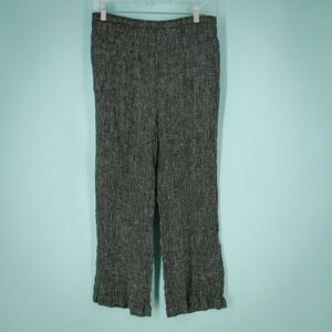 IC by Connie K Size Large L Black Linen Pull On Straight Lined Crop Pants